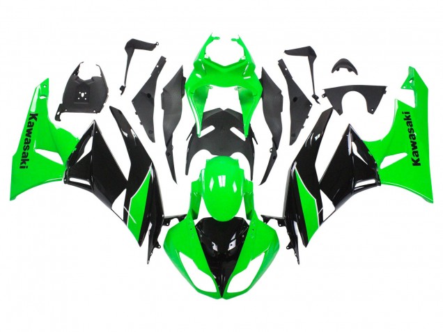 Green Glossy Black 2009-2012 Kawasaki ZX6R Motorcycle Fairings