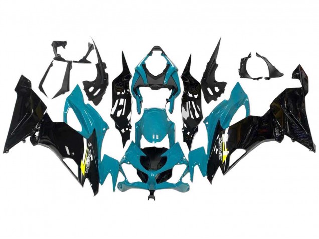 Light Blue Glossy Black Yellow 2009-2012 Kawasaki ZX6R Motorcycle Fairings