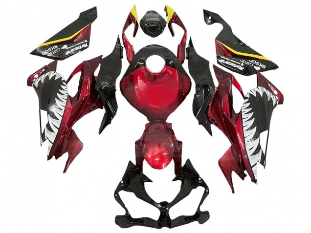 Red Yellow Black White Shark 2013-2018 Kawasaki ZX6R Motorcycle Fairings