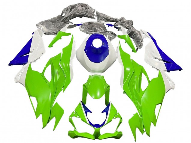 White Blue Green 2019-2022 Kawasaki ZX6R Motorcycle Fairings