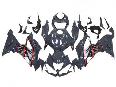 Nardo Grey Red White Shark 2019-2022 Kawasaki ZX6R Motorcycle Fairings