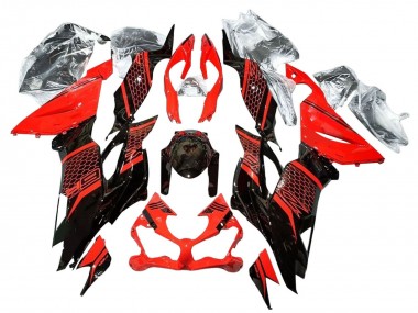 Red Glossy Black Honeycomb 2019-2022 Kawasaki ZX6R Motorcycle Fairings