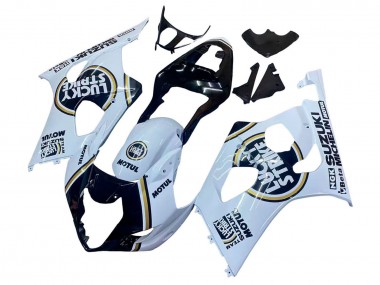 White Black Gold Motul Lucky Strike 2003-2004 Suzuki GSXR 1000 Motorcycle Fairings