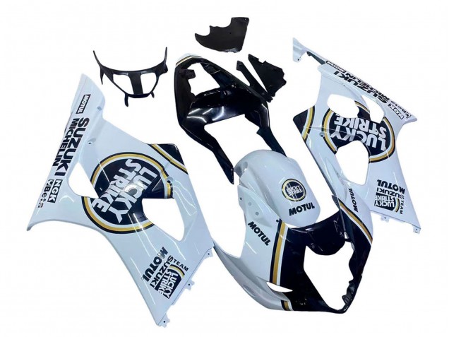 White Black Gold Motul Lucky Strike 2003-2004 Suzuki GSXR 1000 Motorcycle Fairings