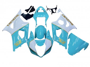 White Light Blue Gold 2003-2004 Suzuki GSXR 1000 Motorcycle Fairings