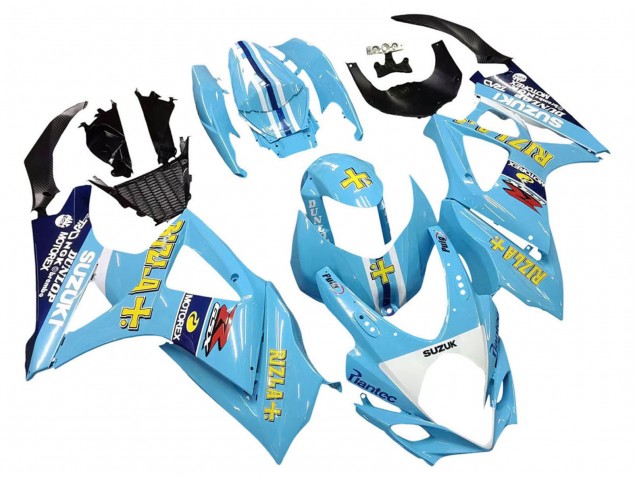 Light Blue Yellow Black Motul Rizla 2007-2008 Suzuki GSXR 1000 Motorcycle Fairings