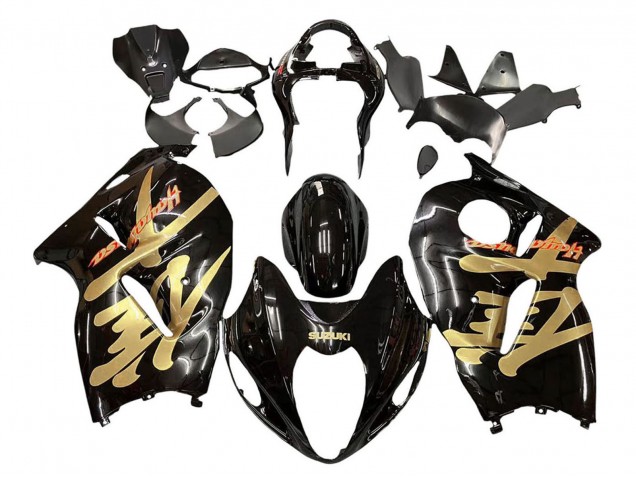 Glossy Black Gold Hayabusa 1996-2007 Suzuki GSXR 1300 Hayabusa Motorcycle Fairings