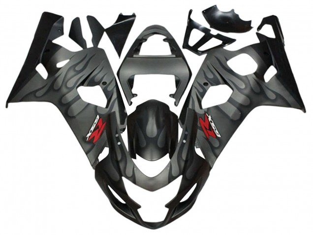 Grey Black Flame 2004-2005 Suzuki GSXR 600 / GSXR 750 Motorcycle Fairings