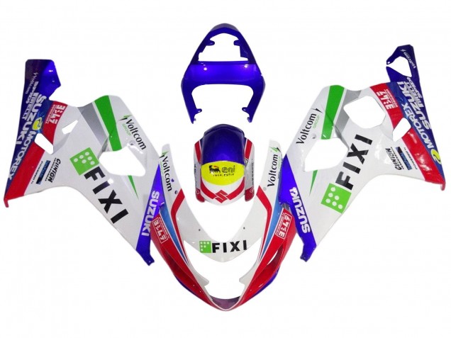 White Blue Red Yellow Green Fixi 2004-2005 Suzuki GSXR 600 / GSXR 750 Motorcycle Fairings