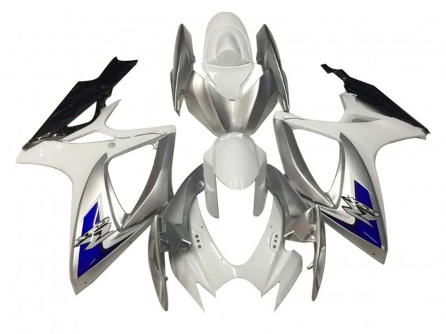 White Silver Blue Black 2006-2007 Suzuki GSXR 600 / GSXR 750 Motorcycle Fairings