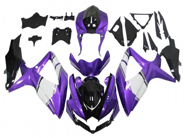 Purple White Glossy Black 2008-2010 Suzuki GSXR 600 / GSXR 750 Motorcycle Fairings