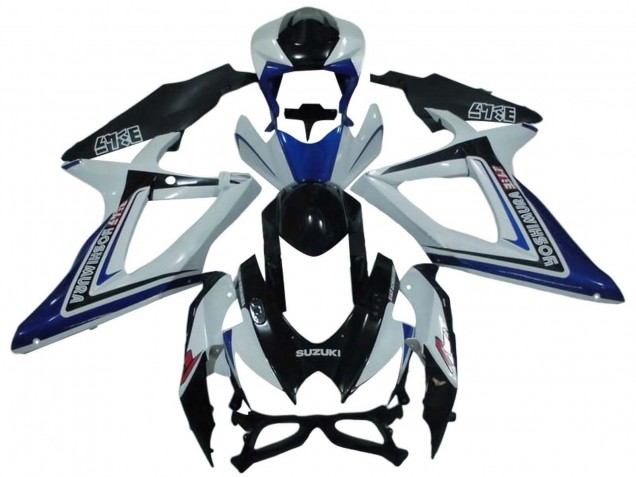 White Blue Glossy Black Alstare 2008-2010 Suzuki GSXR 600 / GSXR 750 Motorcycle Fairings