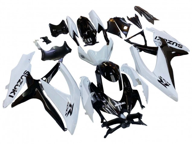 White Black 2008-2010 Suzuki GSXR 600 / GSXR 750 Motorcycle Fairing