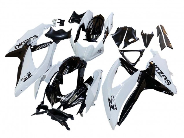 White Black 2008-2010 Suzuki GSXR 600 / GSXR 750 Motorcycle Fairing
