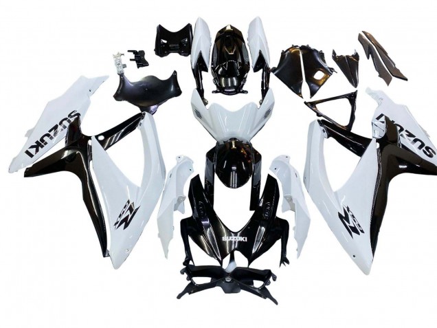 White Black 2008-2010 Suzuki GSXR 600 / GSXR 750 Motorcycle Fairing