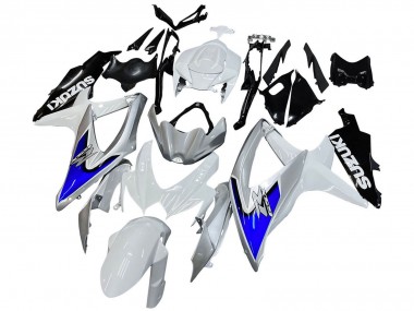 White Silver Blue Black 2008-2010 Suzuki GSXR 600 / GSXR 750 Motorcycle Fairings