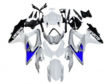 White Silver Blue Black 2008-2010 Suzuki GSXR 600 / GSXR 750 Motorcycle Fairings