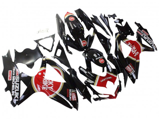 Glossy Black Red White Motul Lucky Strike 2008-2010 Suzuki GSXR 600 / GSXR 750 Motorcycle Fairings