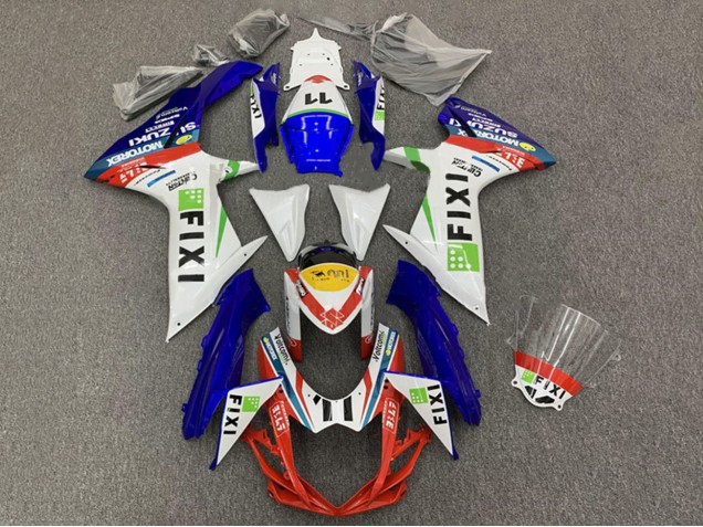 White Blue Red Green Yellow Fixi 11 2008-2010 Suzuki GSXR 600 / GSXR 750 Motorcycle Fairings