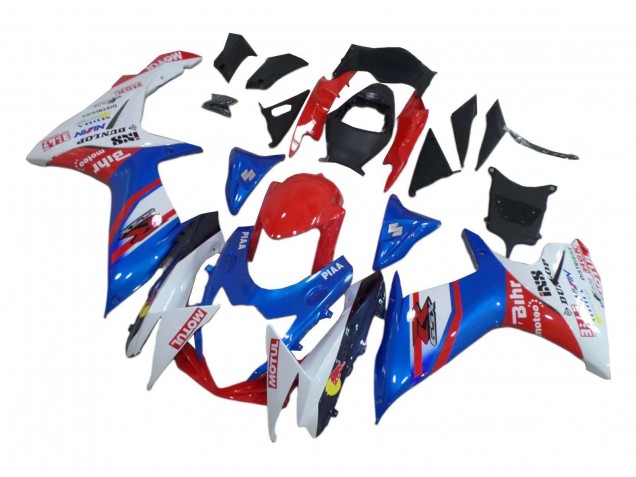 White Red Blue 2008-2010 Suzuki GSXR 600 / GSXR 750 Motorcycle Fairings