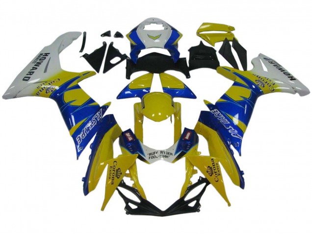 White Yellow Blue Alstare Corona Extra 2011-2024 Suzuki GSXR 600 / GSXR 750 Motorcycle Fairings