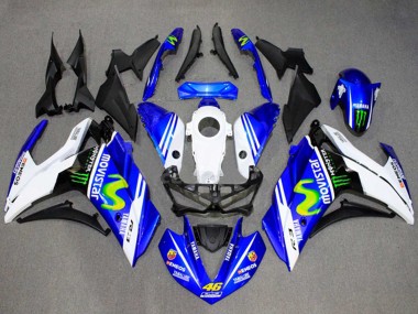 White Blue Green MoviStar Monster 2015-2018 Yamaha YZF R3/R25 Motorcycle Fairings