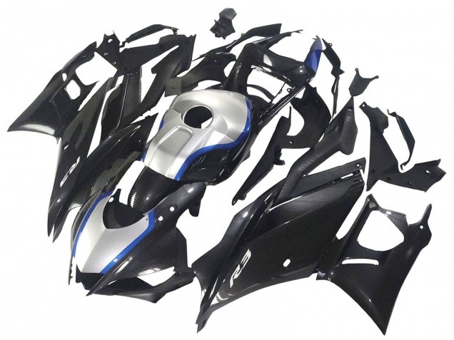 Black Carbon Fiber Style Silver Blue 2022-2024 Yamaha YZF R3/R25 Motorcycle Fairings
