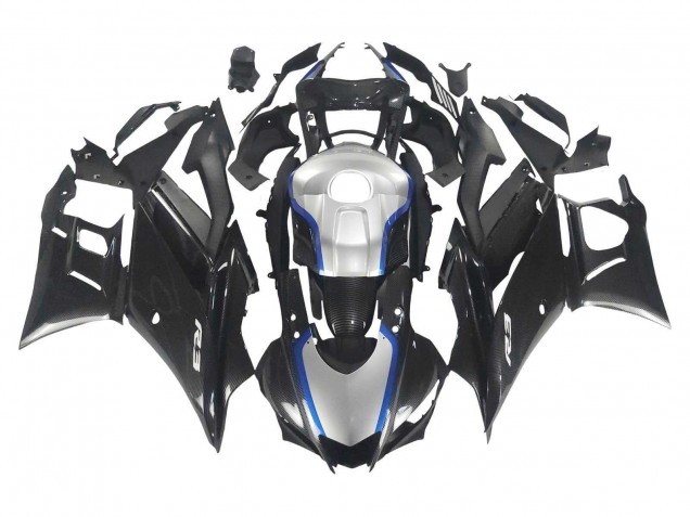 Black Carbon Fiber Style Silver Blue 2022-2024 Yamaha YZF R3/R25 Motorcycle Fairings