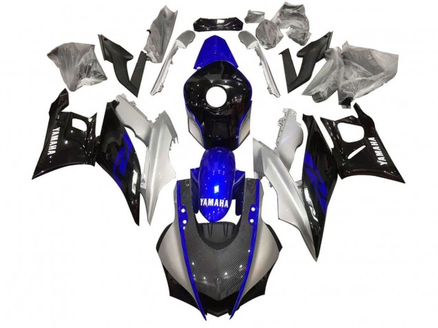 Silver Blue Black Carbon Fiber Style 2022-2024 Yamaha YZF R3/R25 Motorcycle Fairing