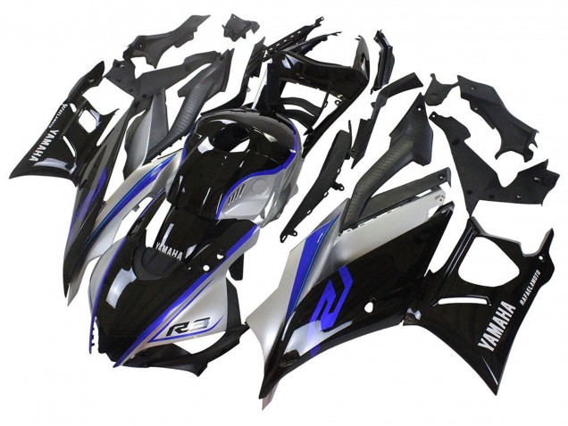Silver Blue Glossy Black 2022-2024 Yamaha YZF R3/R25 Motorcycle Fairings