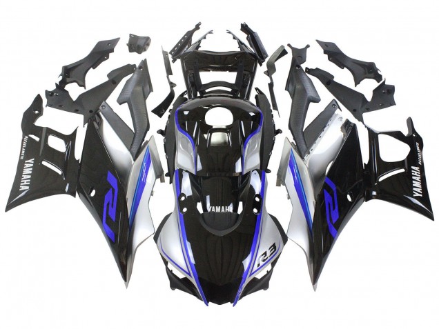 Silver Blue Glossy Black 2022-2024 Yamaha YZF R3/R25 Motorcycle Fairings