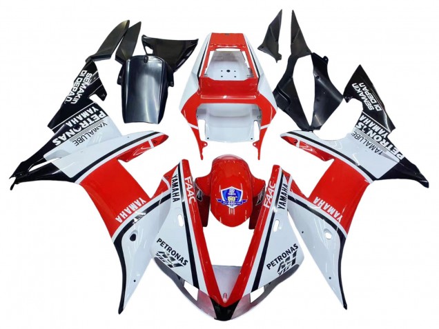 White Red Black Petronas 2002-2003 Yamaha YZF 1000 R1 Motorcycle Fairings