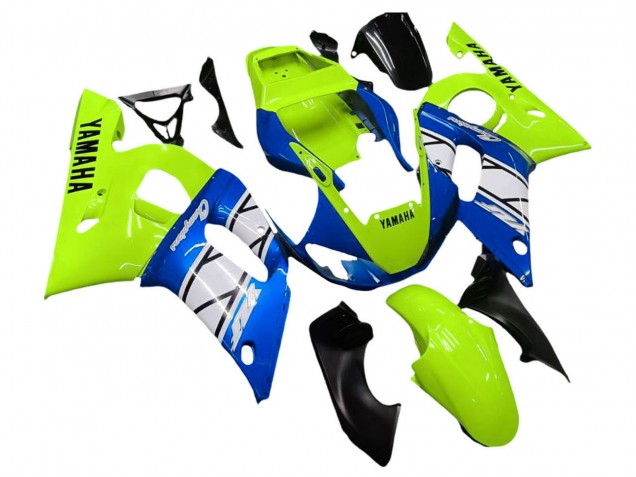 Neon Green Blue White Champions 1998-2002 Yamaha YZF 600 R6 Motorcycle Fairings