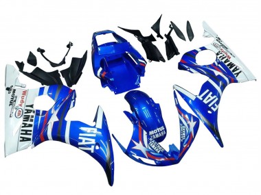 White Blue Fiat Motul Kastinee 2003-2004 Yamaha YZF R6 Motorcycle Fairings