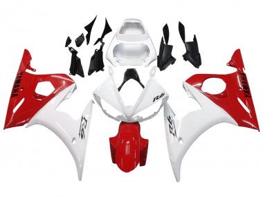 White Red 2003-2004 Yamaha YZF R6 Motorcycle Fairings