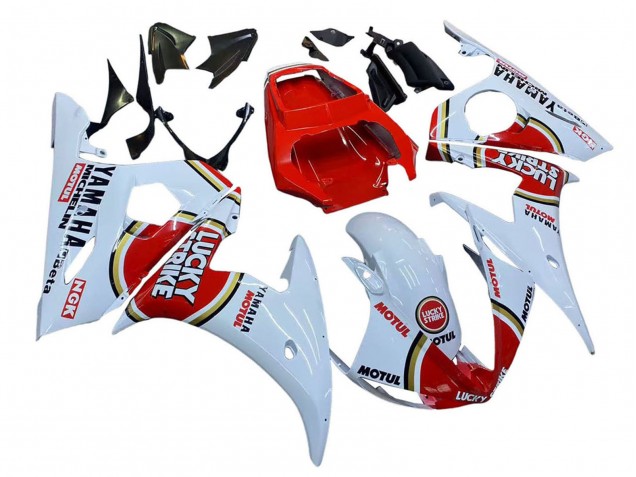 White Red Lucky Strike Motul 2006-2009 Yamaha YZF R6S Motorcycle Fairings