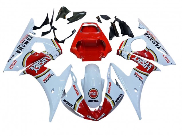 White Red Lucky Strike Motul 2006-2009 Yamaha YZF R6S Motorcycle Fairings