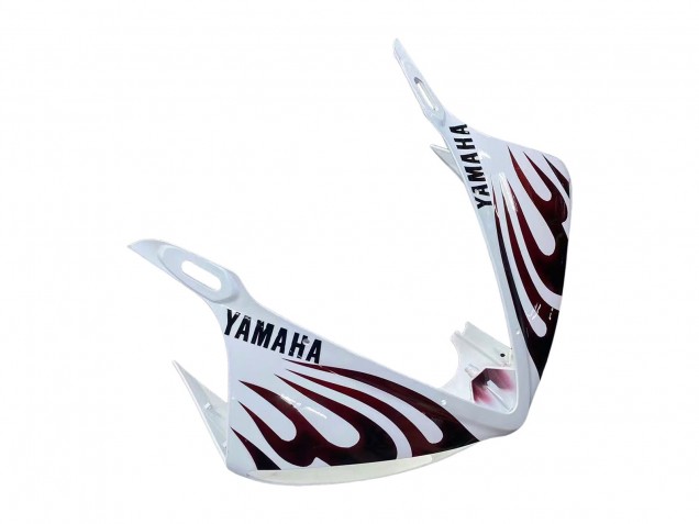 White with Dark Black Flame 2006-2009 Yamaha YZF R6S Motorcycle Fairings