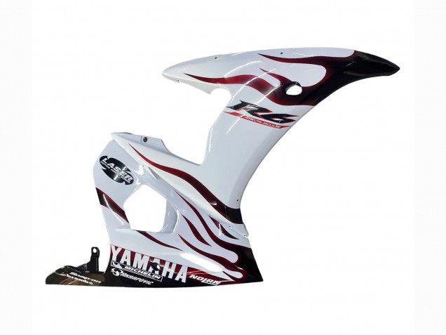 White with Dark Black Flame 2006-2009 Yamaha YZF R6S Motorcycle Fairings