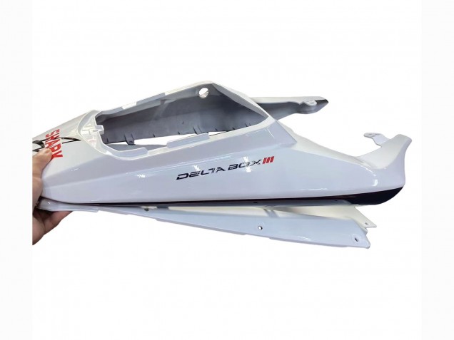 White with Dark Black Flame 2006-2009 Yamaha YZF R6S Motorcycle Fairings