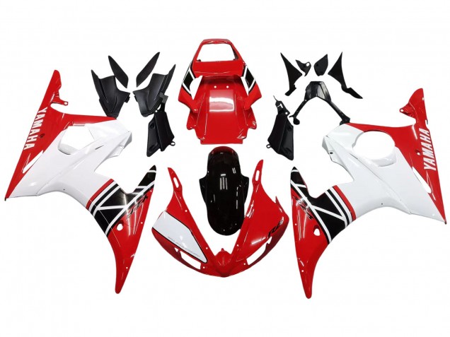 White Red Glossy Black 2006-2009 Yamaha YZF R6S Motorcycle Fairing