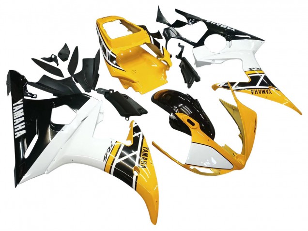 Yellow White Glossy Black 2006-2009 Yamaha YZF R6S Motorcycle Fairings