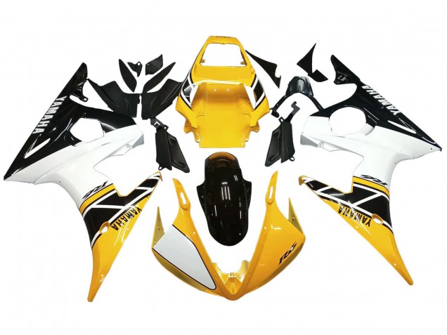 Yellow White Glossy Black 2006-2009 Yamaha YZF R6S Motorcycle Fairings