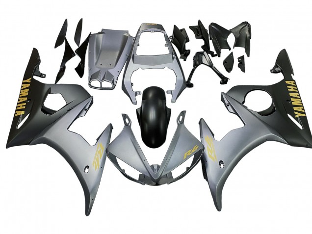 Matte Grey Matte Black Gold Decals 2006-2009 Yamaha YZF R6S Motorcycle Fairings