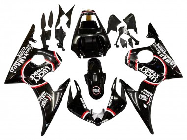 Glossy Black Red White Lucky Strike Motul 2006-2009 Yamaha YZF R6S Motorcycle Fairings