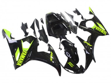Glossy Black Neon Yellow 2006-2009 Yamaha YZF R6S Motorcycle Fairings