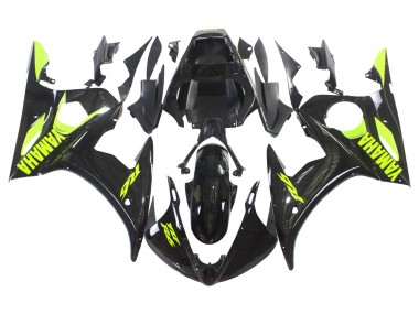 Glossy Black Neon Yellow 2006-2009 Yamaha YZF R6S Motorcycle Fairings