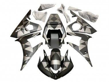 Black Red Geometric 2006-2009 Yamaha YZF R6S Motorcycle Fairings