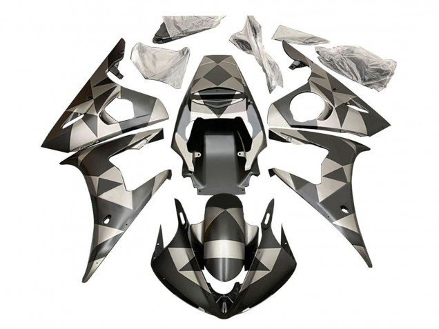 Black Red Geometric 2006-2009 Yamaha YZF R6S Motorcycle Fairings