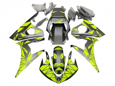 Neon Green Matte Black Geometric 2006-2009 Yamaha YZF R6S Motorcycle Fairings